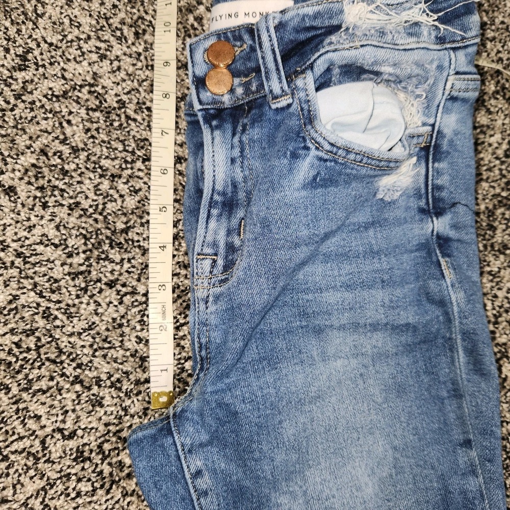 Flying Monkey Hi Rise Super Flare Destressed Stretch Jeans Size 26 Rodeo County - Picture 7 of 7